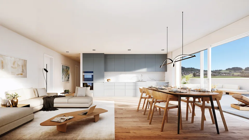 5.5 pces neuf de 131m2, terrasse Sud-Est de 95m2 , vue sur les Alpes