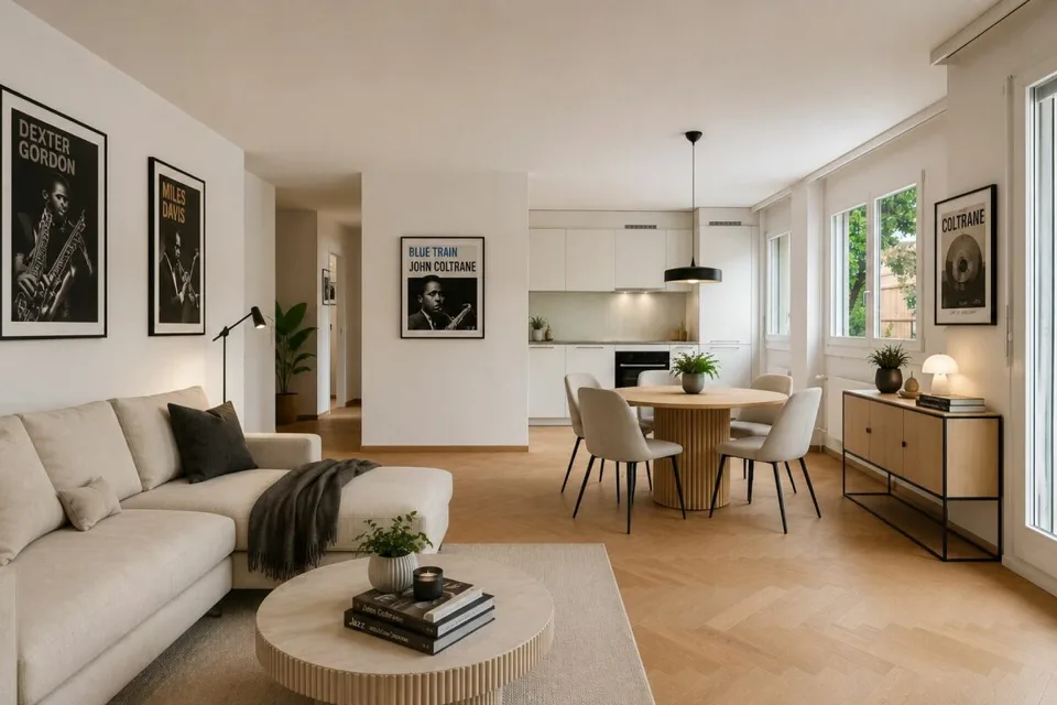 Appartement de 3½ pièces élégamment rénové avec balcon et vue verdoyante