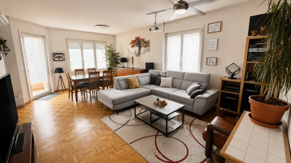 Spacieux attique de 5 pièces avec balcon, garage box et grande cave