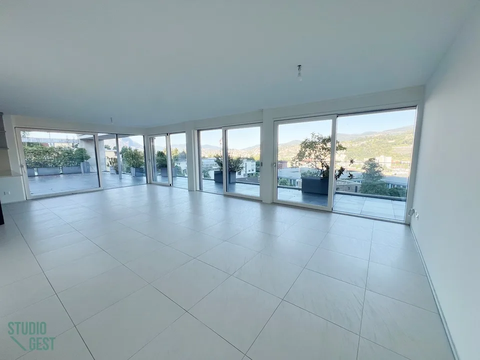 Elegante attico con grandissima terrazza coperta