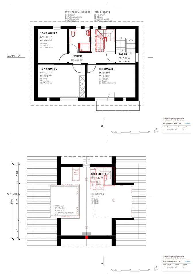 Appartement-maisonnette 4,5 pièces aux étages supérieur et mansardé à Romanshorn près du lac