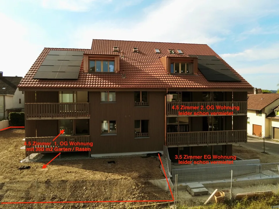 4.5-Zimmer-Wohnungen mit 360 m2 Rasenfläche