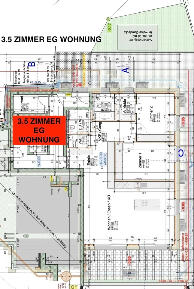 4.5-Zimmer-Wohnungen mit 360 m2 Rasenfläche