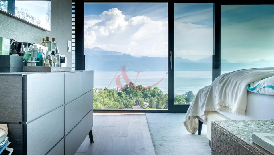 Moderne Wohnanlage mit Blick auf den See und die Alpen - La Conversion