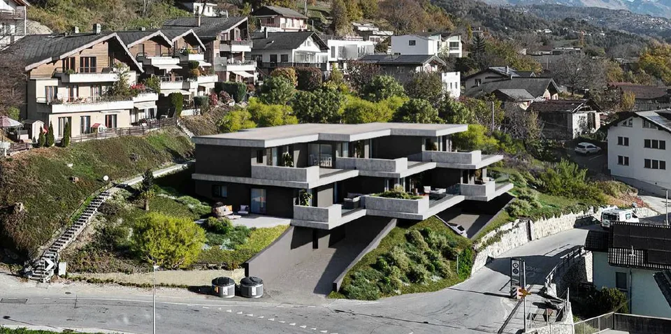 Wohnung mit 3.5 Zimmern auf Plan mit Terrasse - Les Terrasses à Willy