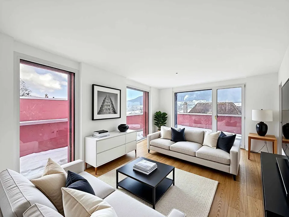Élégant attique contemporain avec grande terrasse