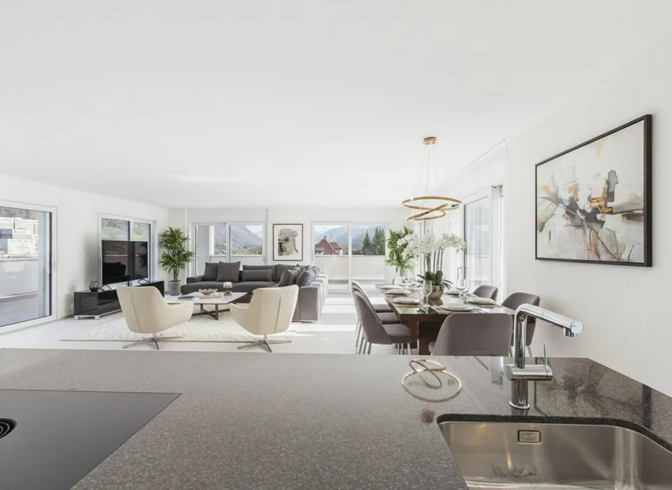 Attika-Wohntraum über den Dächern - 197 m² Terrasse mit Panorama-Bergblick