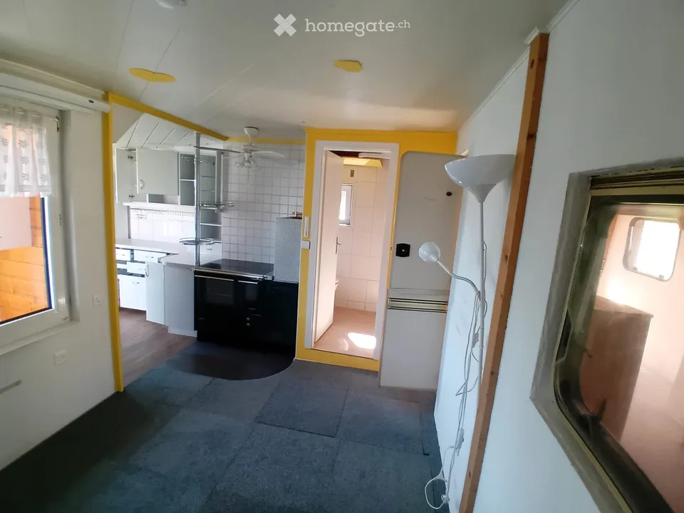 Caravane avec extension et terrasse