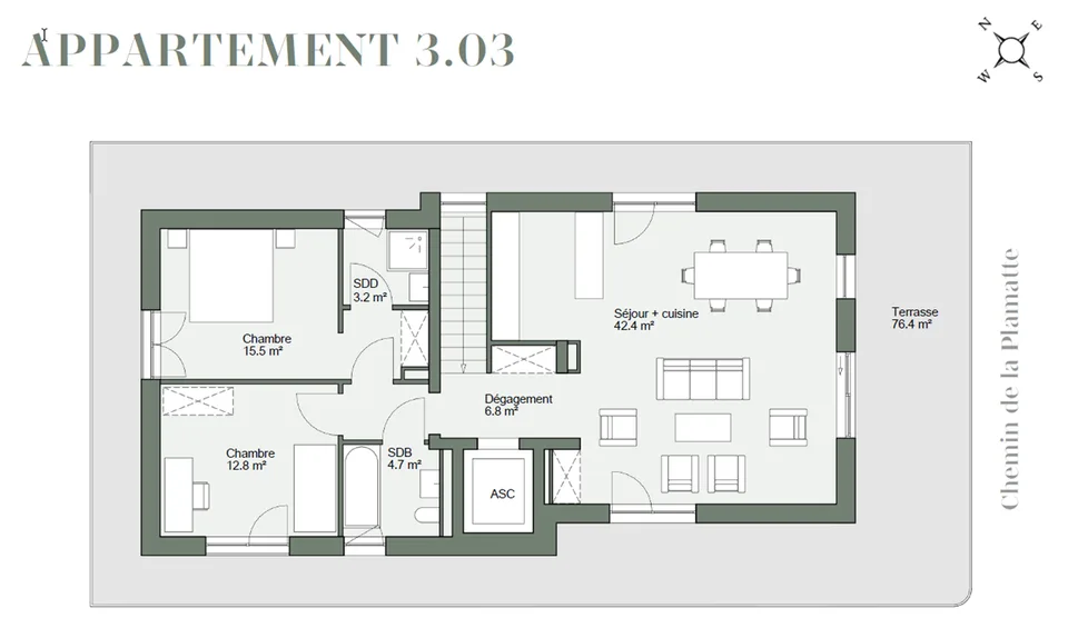 Appartamento di quattro locali in attico con terrazza di 76 m²