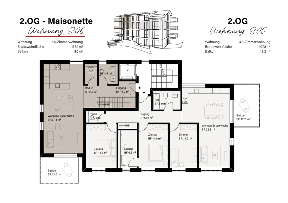Costruzione Nuova - Accogliente Appartamento Maisonette di 5,5 Locali
