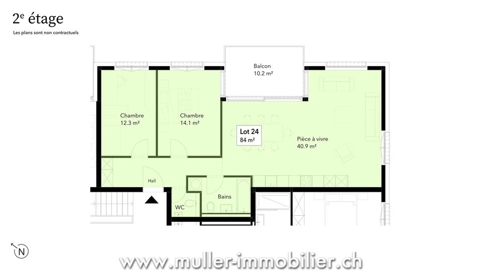 Entdecken Sie diese charmante 3,5-Zimmer-Wohnung im 2. Stock eines schönen Gebäudes! – Foto 7 von 13