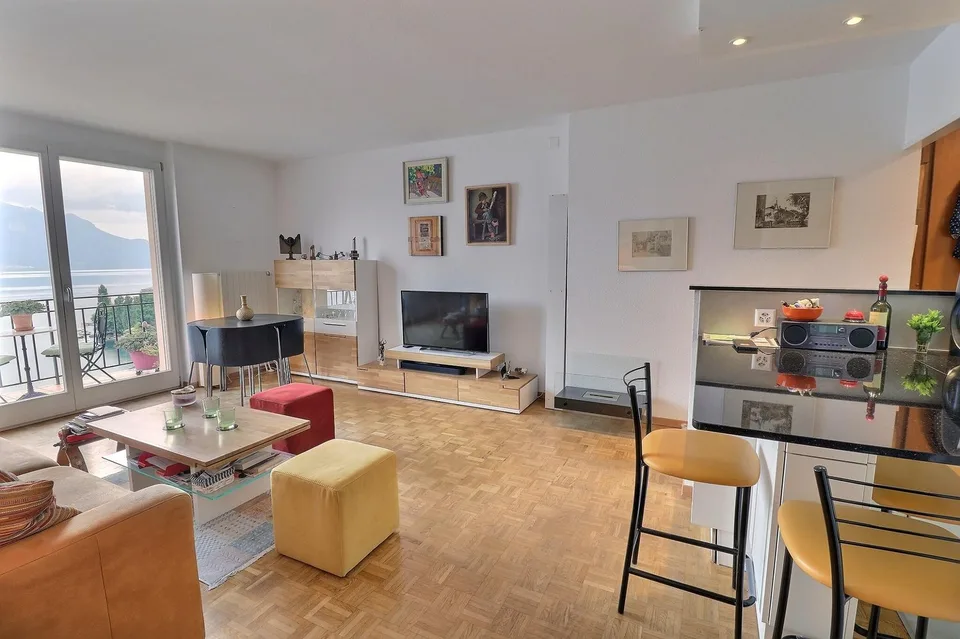 Schönes Appartement in Barter besetzt ohne Miete mit außergewöhnlichem Blick auf den See in Territet (VD)