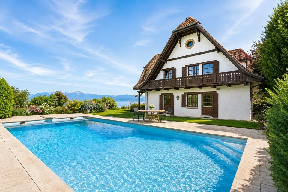 Casa di villaggio con vista lago e Mont Blanc
