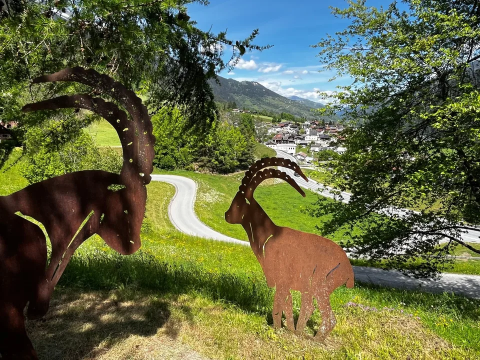 Casa colonica con due fabbricati e panorama montano a Rabius