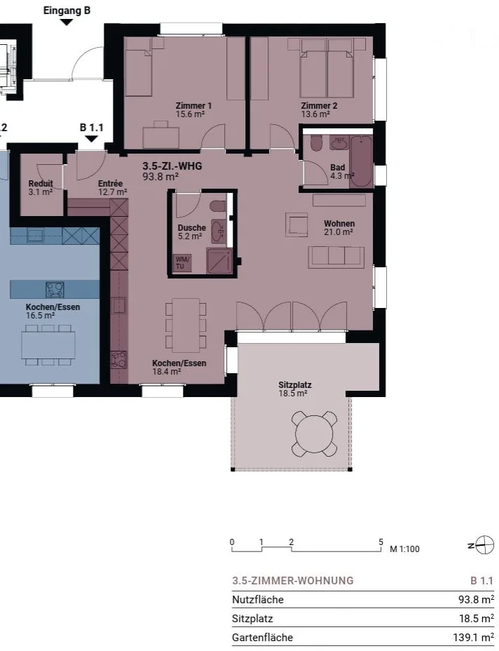 Moderne Neubauwohnung mit Garten im Dorfzentrum