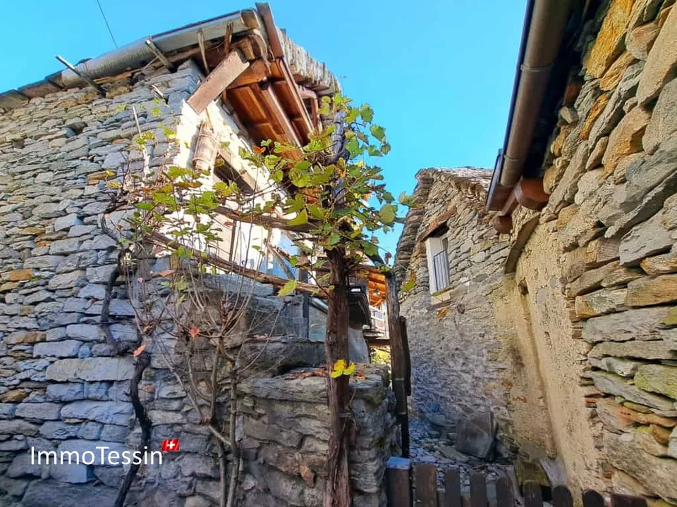 VERZASCATAL: 3 charmants Rusticos à Mergoscia avec une vue panoramique merveilleuse sur le lac connu