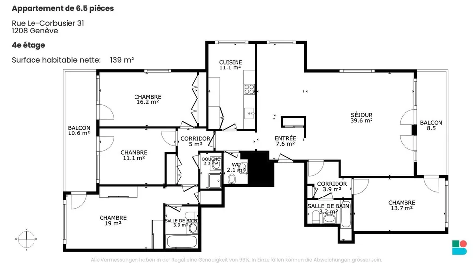 Charmantes 6,5-Zimmer-Wohnung in Genf – Foto 9 von 9