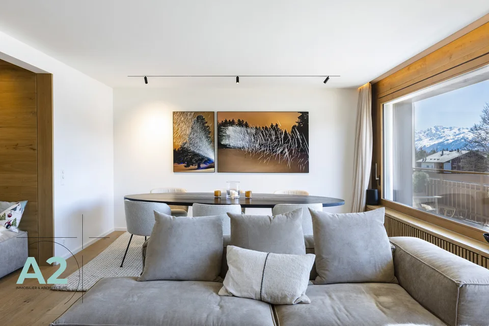 Appartement d'exception au centre de Crans-Montana, vue panoramique