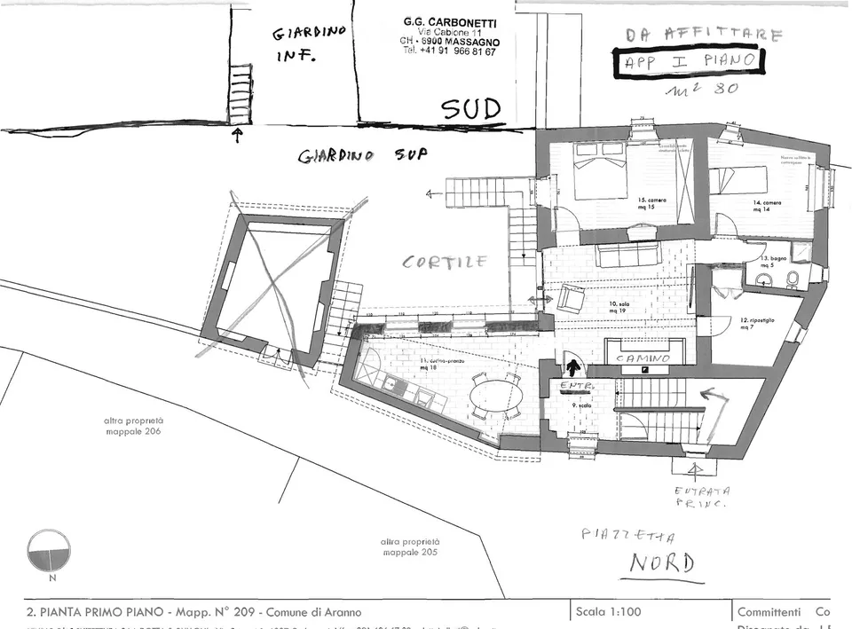 Appartement avec jardin à Aranno dans une maison ancienne typique (bord sud du noyau)