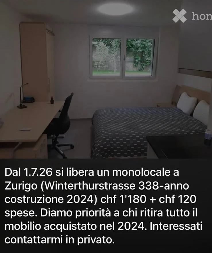 Affitto monolocale, centro Zurich