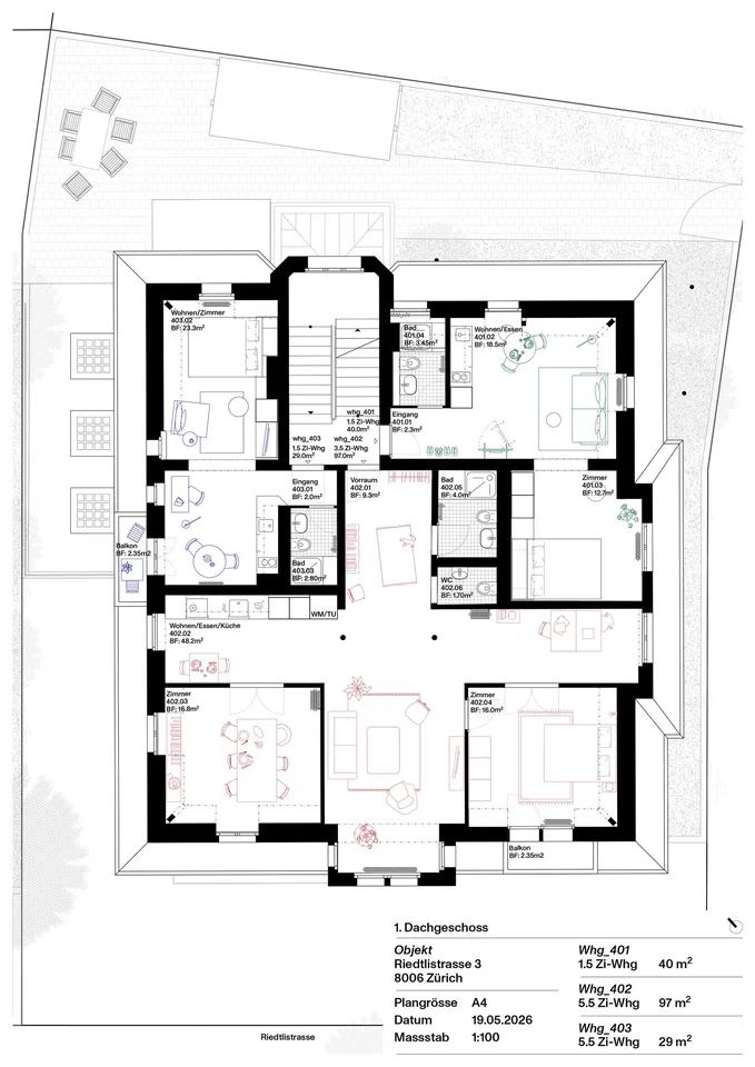 Appartamento di 3,5 locali con soffitti in stucco vicino a Schaffhauserplatz