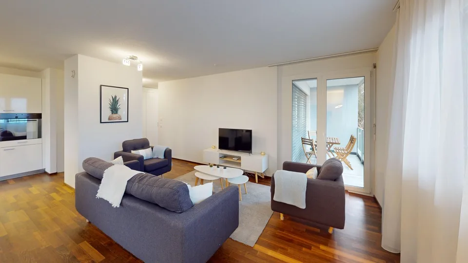 Elegant 3-bed furnished apartment with balcony in Morges