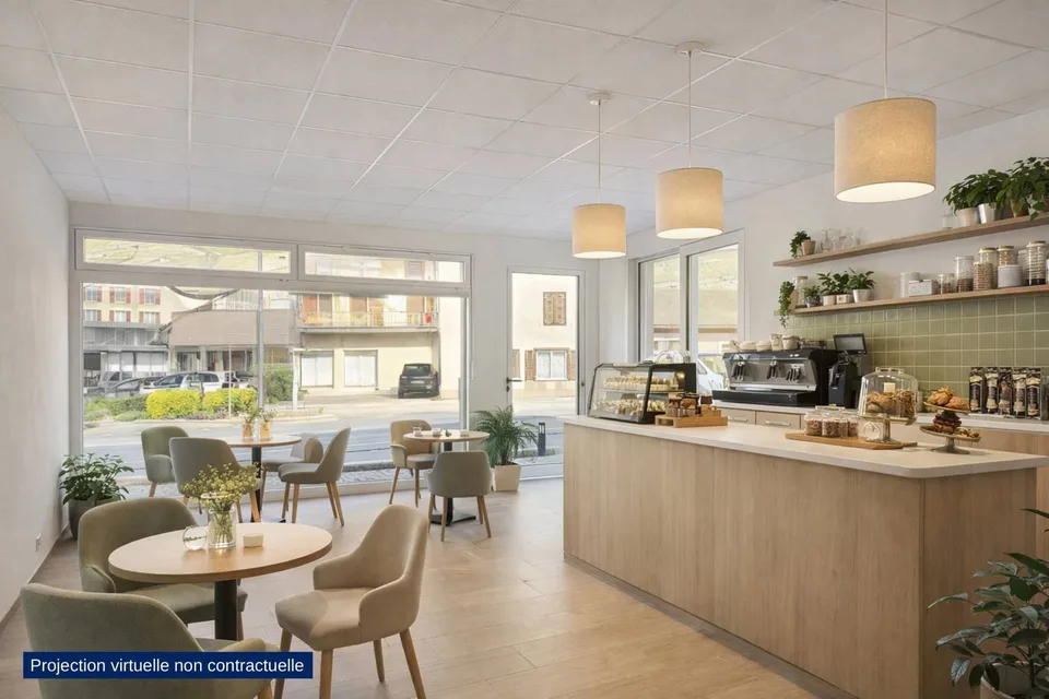 Zu vermieten in Aigle, ausgebauter Arkadenbereich mit Terrasse für ein Viertel-Café