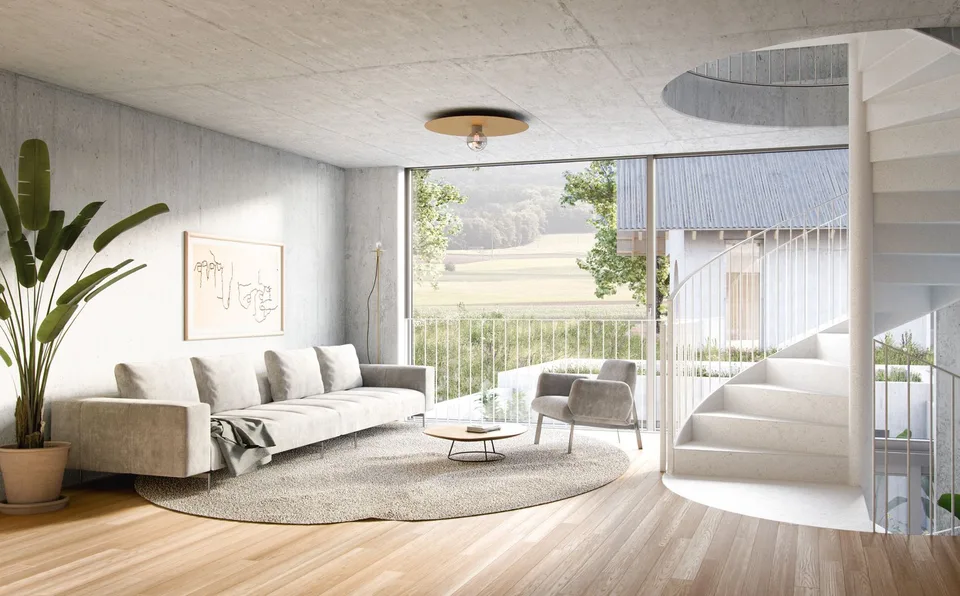 Habitation de townhouse de luxe avec atrium à couper le souffle et design moderne