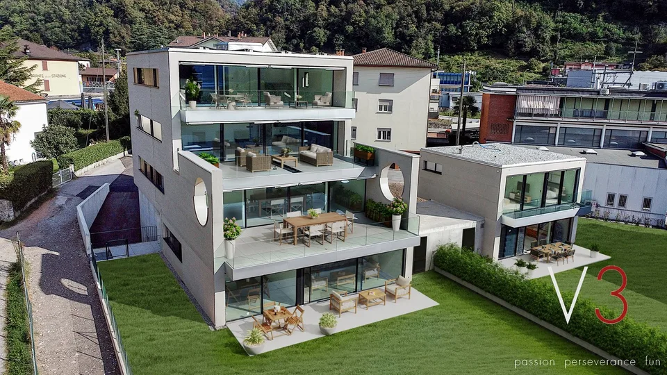 Elegante 4.5 locali al primo piano con terrazza e parziale vista lago