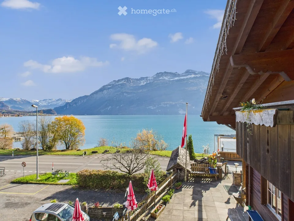 Rare Lakefront Hotel for Sale in Brienz (BE) - Large Parking, Terrace & Boat Dock -Available NOW