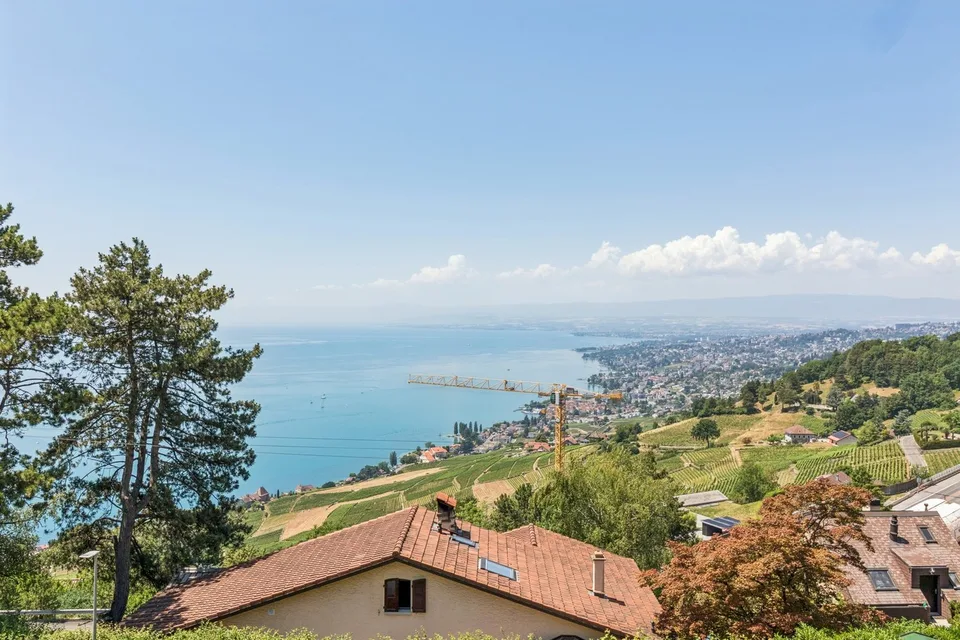Propriété entre ciel, lac et vignes offrant un panorama d'exception!