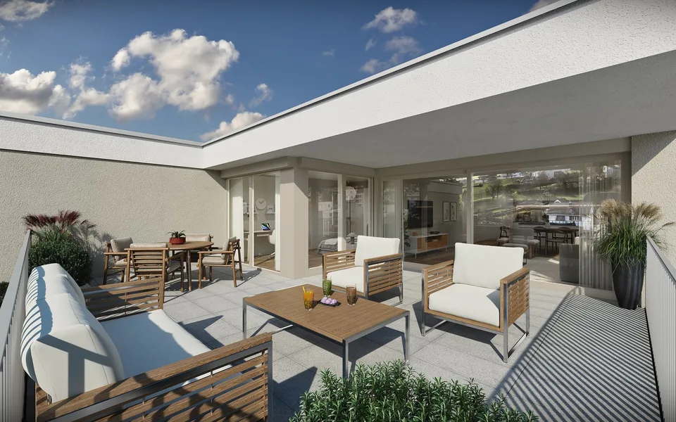 Notre dernier appartement attique 3,5 pièces dans le projet neuf Bachgarten
