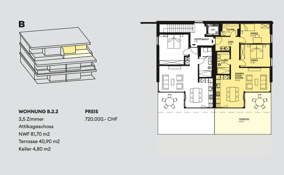 Notre dernier appartement attique 3.5 pièces dans le projet neuf Bachgarten – photo 12 sur 12