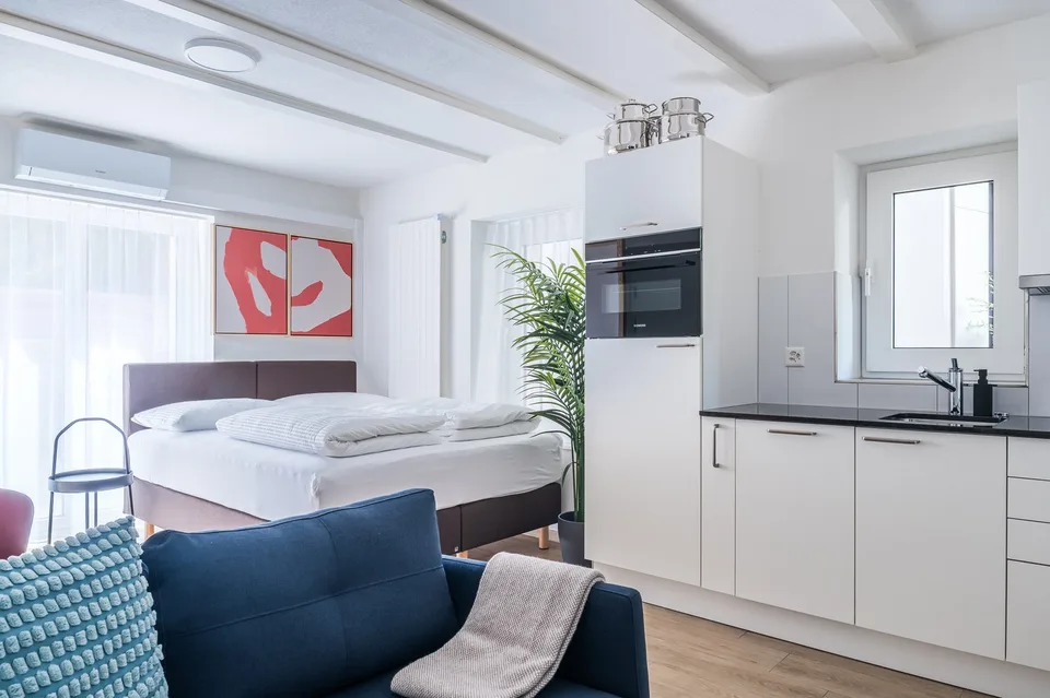 2min zum HB - möblierte 1.5 Zimmerwohnung mit privater Terrasse
