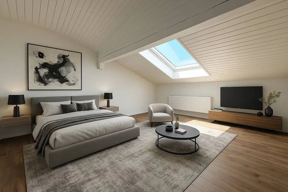 Komplette Renovierung, wunderschönes Apartment im Dachgeschoss (Loft-Typ)