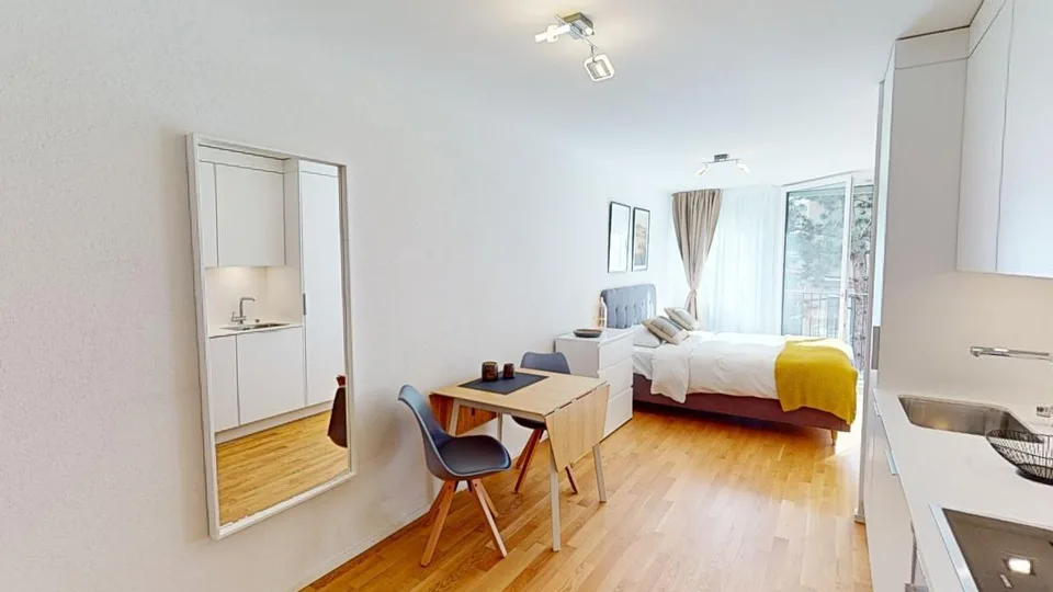 Moden Bright Studio with Balcony - Lausanne city centre - 10min walk from train station