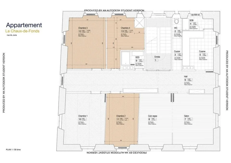 Großes Zimmer in einer 4-Zimmer-WG/5 Personen/2 Badezimmer.
