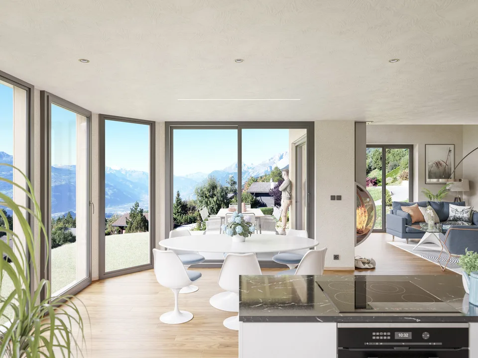 Chalet neuf à Mayens d'Arbaz - Vue panoramique - Résidence principale