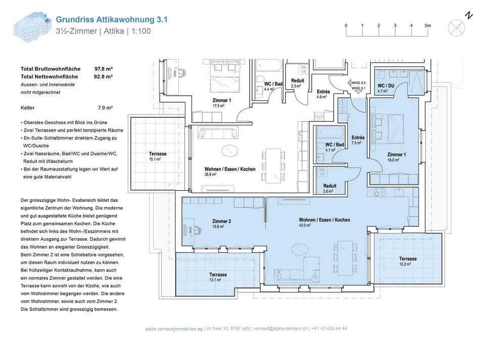 LETZTE WOHNUNG - Casa Giardino | 3.5-Zimmer Attikawohnung 3.1 | Attika Südost