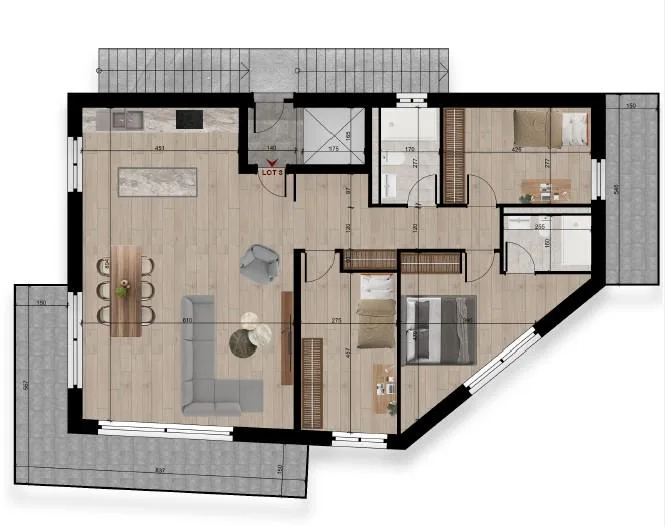 Résidence du Cèdre Lot 3: 4,5 Zimmer von hohem Standard mit 2 Balkonen – Foto 12 von 13