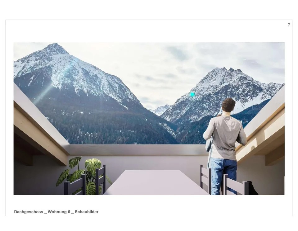 Moderne 2.5-Zimmer-Dachwohnung mit Bergblick in Scuol