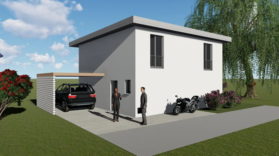 Casa unifamiliare moderna a Gunzgen, tetto piano con DV – Costruzione nuova 2026