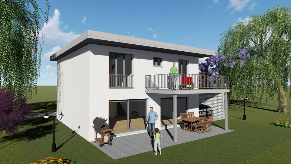 Casa unifamiliare moderna a Gunzgen, tetto piano con DV – Costruzione nuova 2026