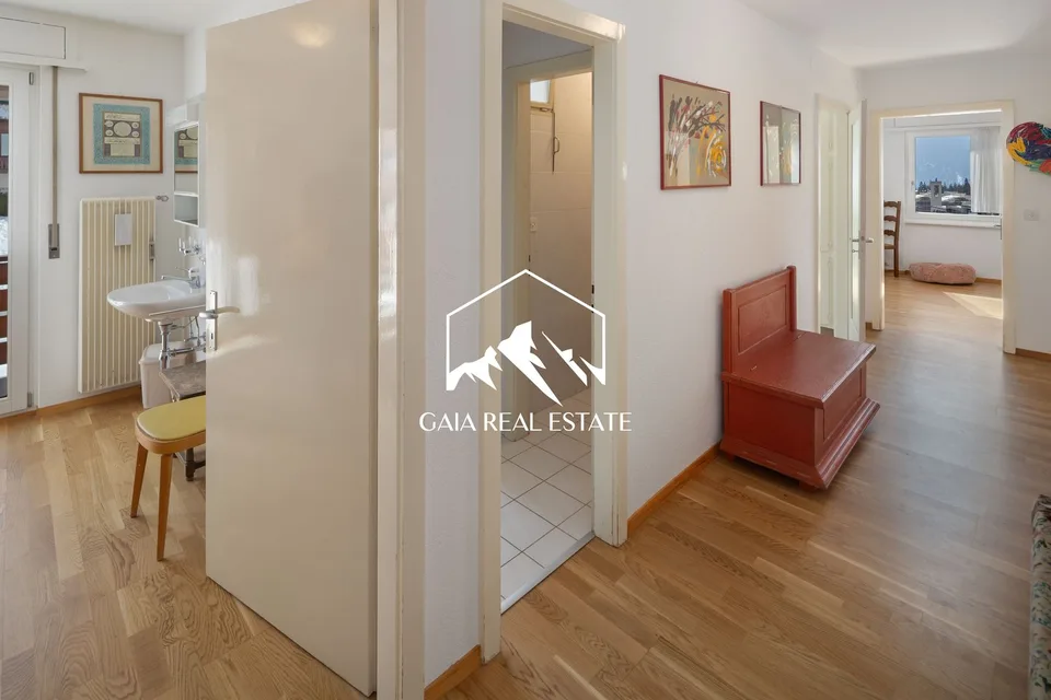 3,5 Zimmer in der Nähe des Zentrums von Crans Montana mit Blick und Garage