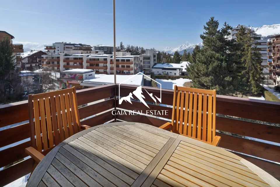 3,5 Zimmer in der Nähe des Zentrums von Crans Montana mit Blick und Garage