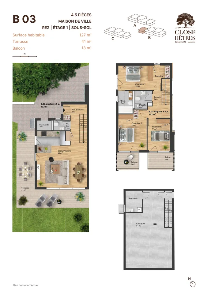 Casa a schiera con grande seminterrato di 60 m2