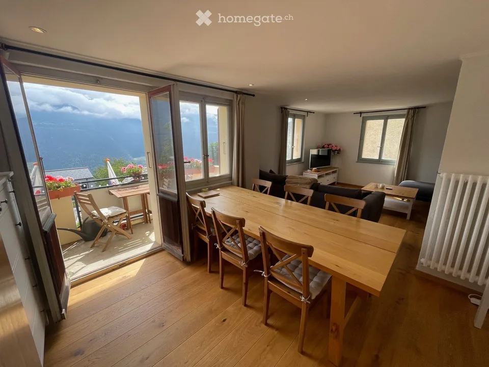 Appartement ensoleillé avec vue panoramique à Ausserberg, Wallis