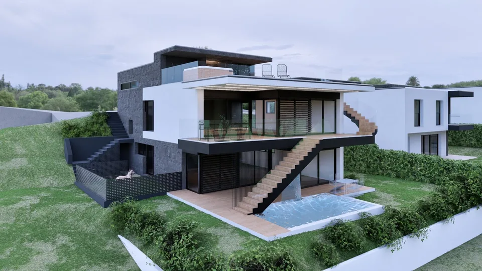 Villa de design moderne avec piscine à Villa Luganese à construire !