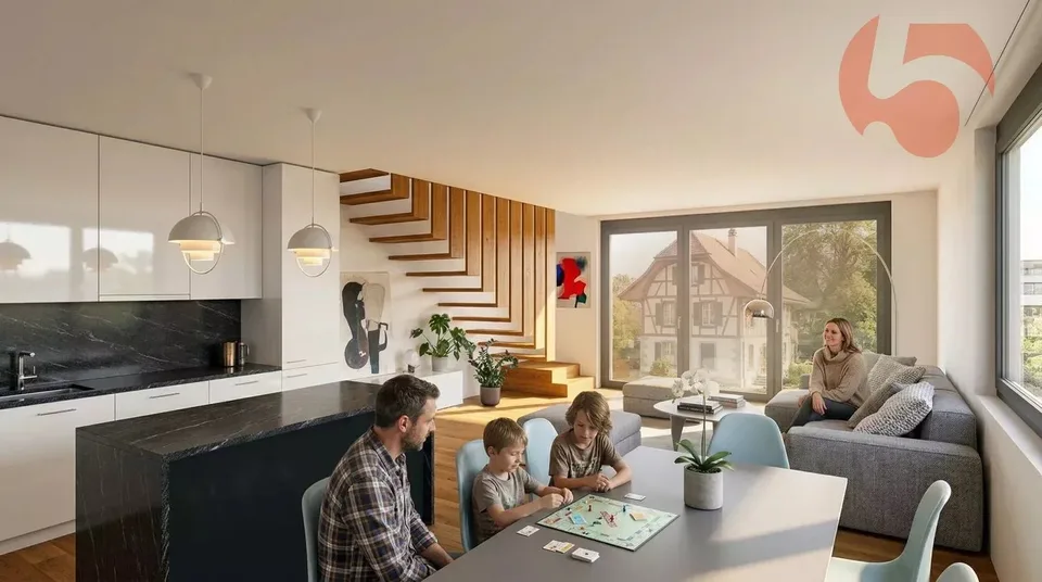 3.5 pièces neuf en duplex attique avec balcon exposé Sud