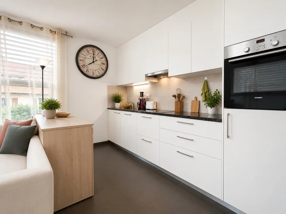 Geräumige möblierte 2,5-Zimmer-Wohnung mit Balkon - Romont